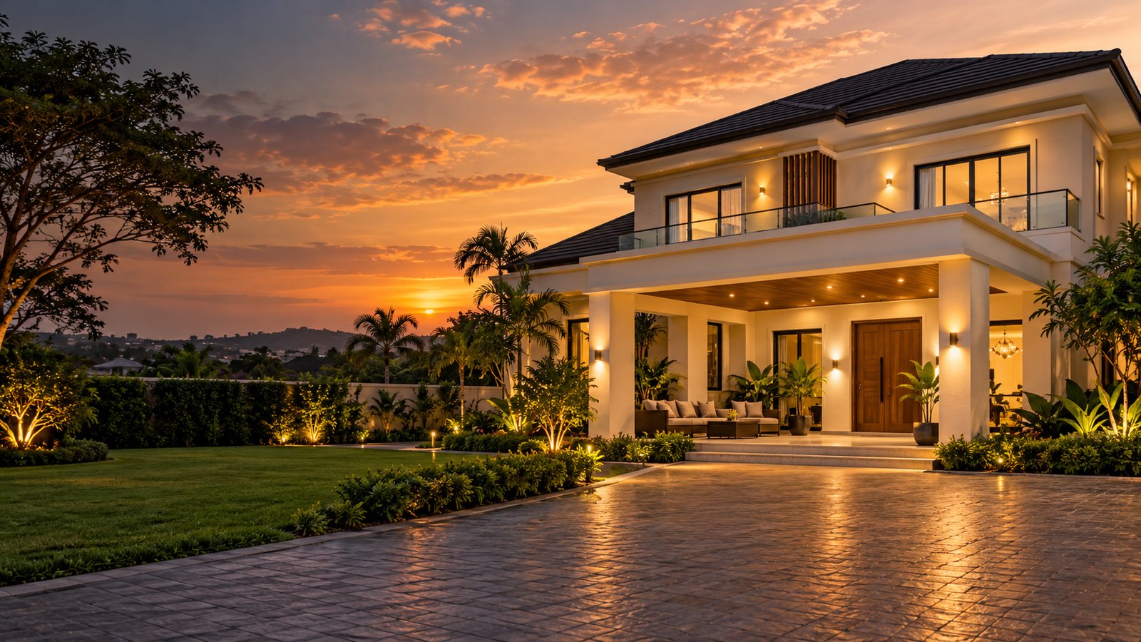 Contemporary family home with a welcoming landscaped entrance